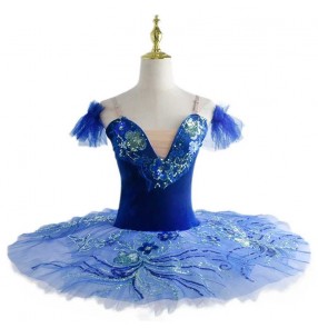 Girls toddlers ballerina ballet dance dresses blue birds tutu skirts for kids children flat tutu pancake skirt classical ballet dance costumes for girls